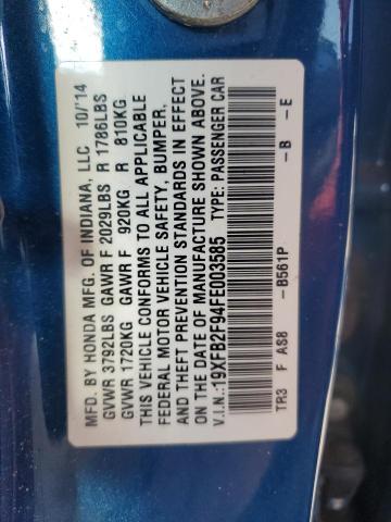 2015 HONDA CIVIC EXL - 19XFB2F94FE003585