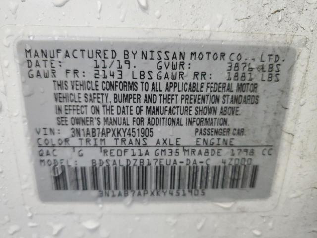 VIN 3N1AB7APXKY451905 2019 NISSAN SENTRA no.13