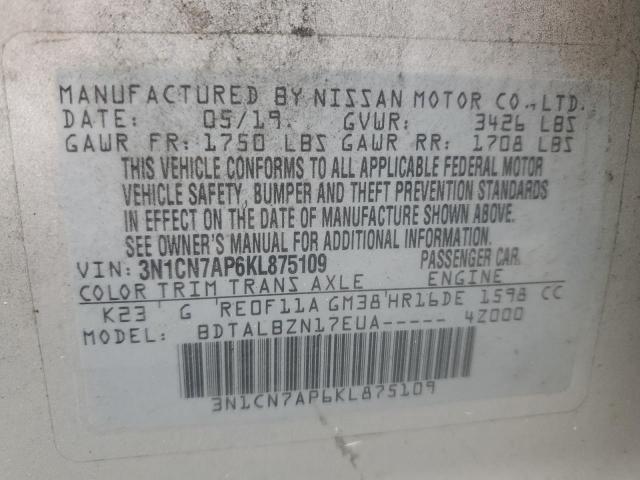 2019 NISSAN VERSA S - 3N1CN7AP6KL875109