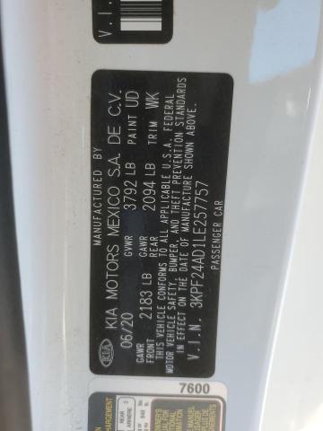 2020 KIA FORTE FE 3KPF24AD1LE257757