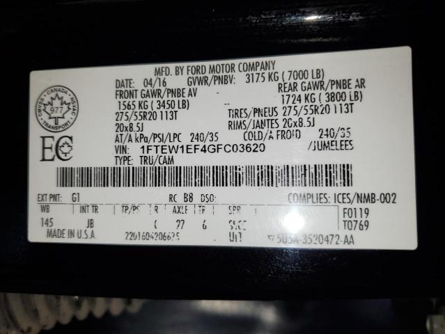 2016 FORD F150 SUPER - 1FTEW1EF4GFC03620