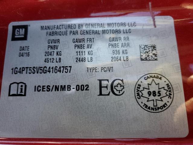 2016 BUICK VERANO PRE 1G4PT5SV5G4164757
