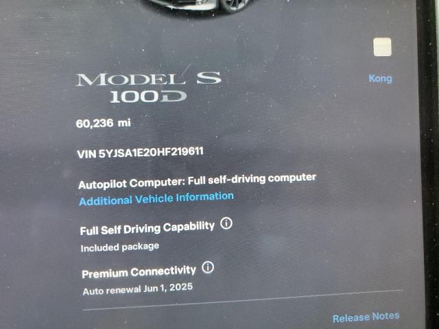 2017 TESLA MODEL S - 5YJSA1E20HF219611