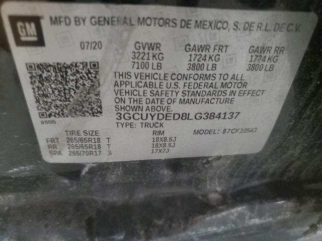 2020 CHEVROLET SILVERADO - 3GCUYDED8LG384137