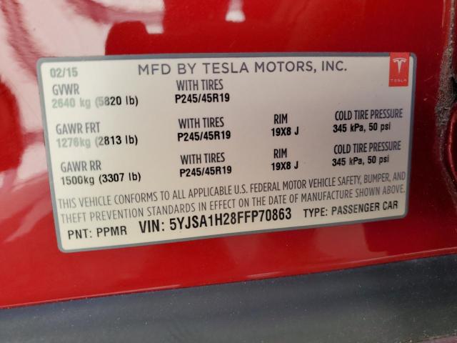 2015 TESLA MODEL S 85 5YJSA1H28FFP70863