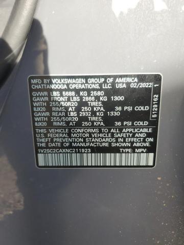 2022 VOLKSWAGEN ATLAS CROS - 1V2SC2CAXNC211923