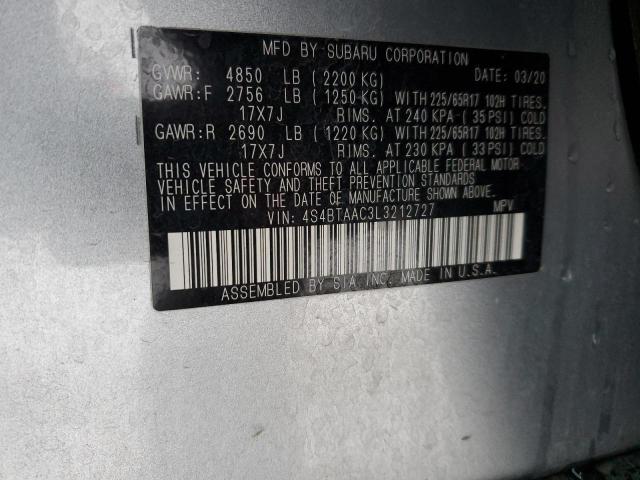 2020 SUBARU OUTBACK 4S4BTAAC3L3212727