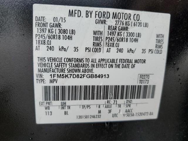 VIN 1FM5K7D82FGB84913 2015 FORD EXPLORER no.13