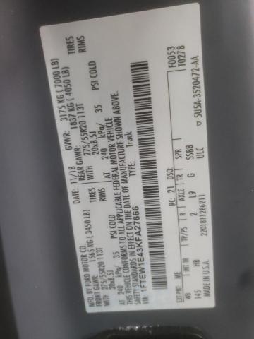 2019 FORD F150 SUPER - 1FTEW1E43KFA27666