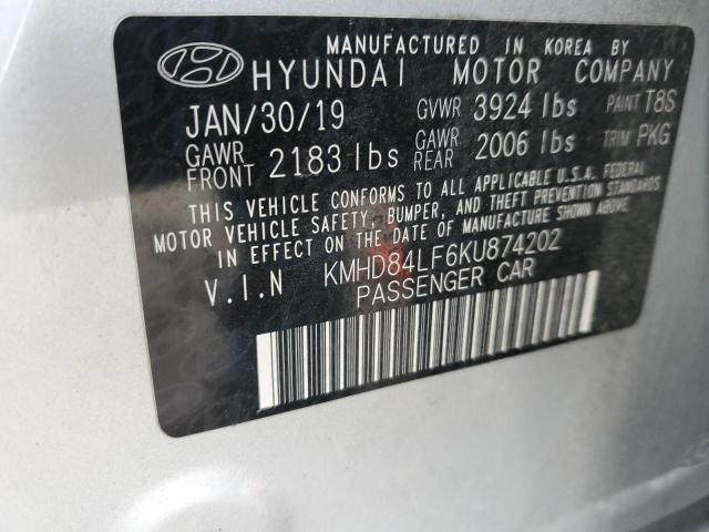 VIN KMHD84LF6KU874202 2019 HYUNDAI ELANTRA no.12