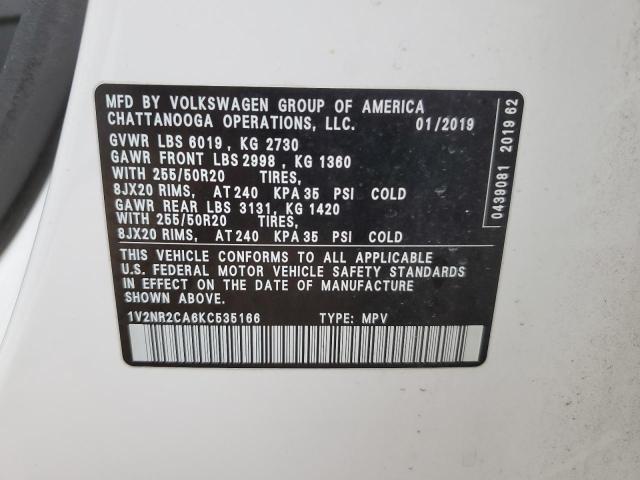 2019 VOLKSWAGEN ATLAS SEL - 1V2NR2CA6KC535166
