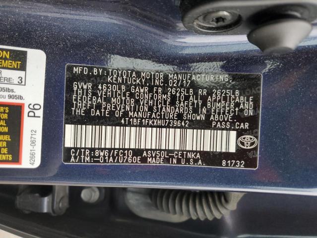 VIN 4T1BF1FKXHU739642 2017 TOYOTA CAMRY no.12