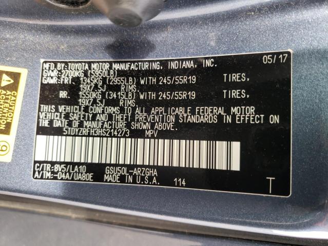 2017 TOYOTA HIGHLANDER - 5TDYZRFH3HS214273