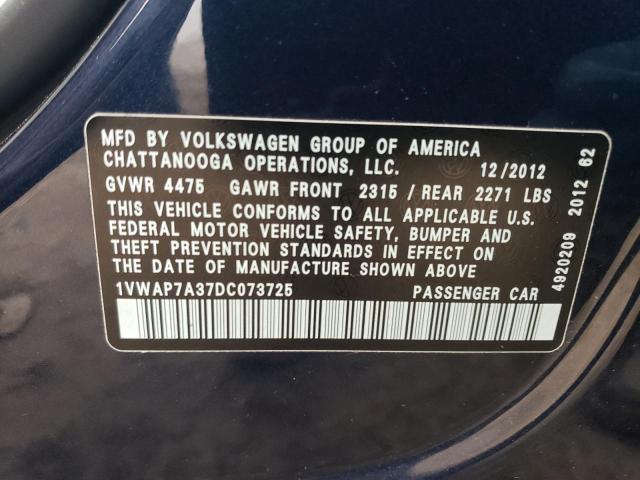 VIN 1VWAP7A37DC073725 2013 VOLKSWAGEN PASSAT no.13