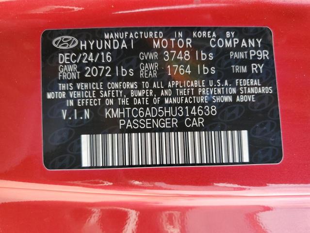 2017 HYUNDAI VELOSTER - KMHTC6AD5HU314638