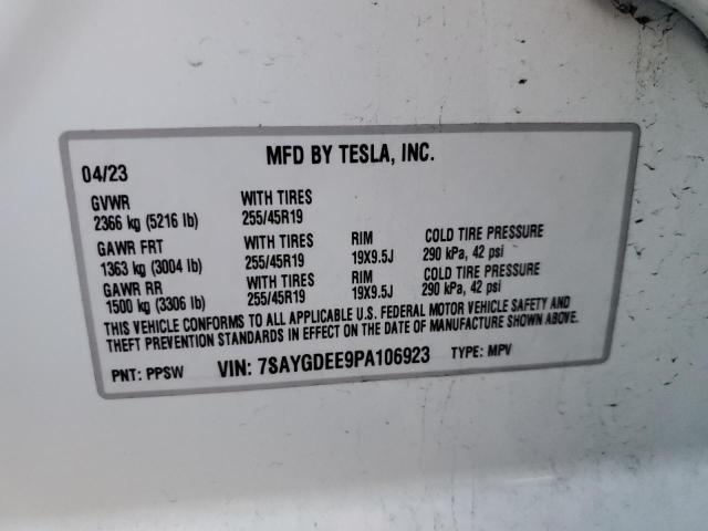 VIN 7SAYGDEE9PA106923 2023 TESLA MODEL Y no.12