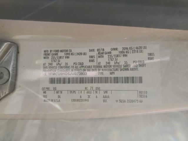 2018 FORD ESCAPE SEL - 1FMCU0HD5JUB73933