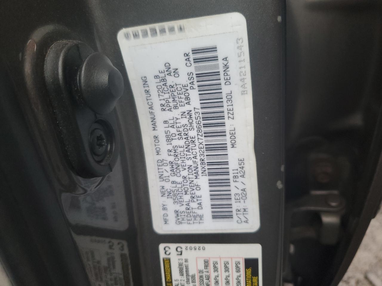 Lot #3029348688 2007 TOYOTA COROLLA