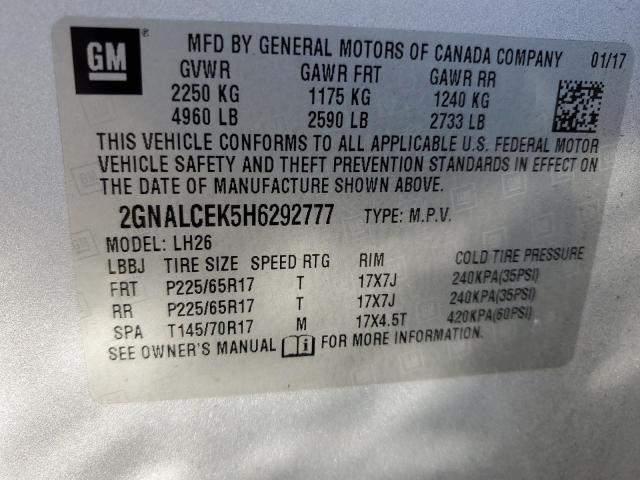 2017 CHEVROLET EQUINOX LT - 2GNALCEK5H6292777