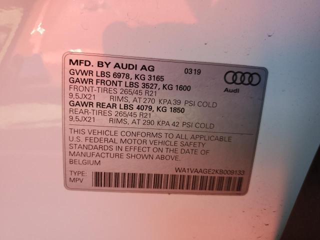 VIN WA1VAAGE2KB009133 2019 AUDI E-TRON no.14