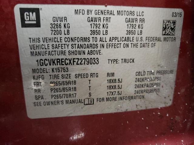 2015 CHEVROLET SILVERADO - 1GCVKRECXFZ279033