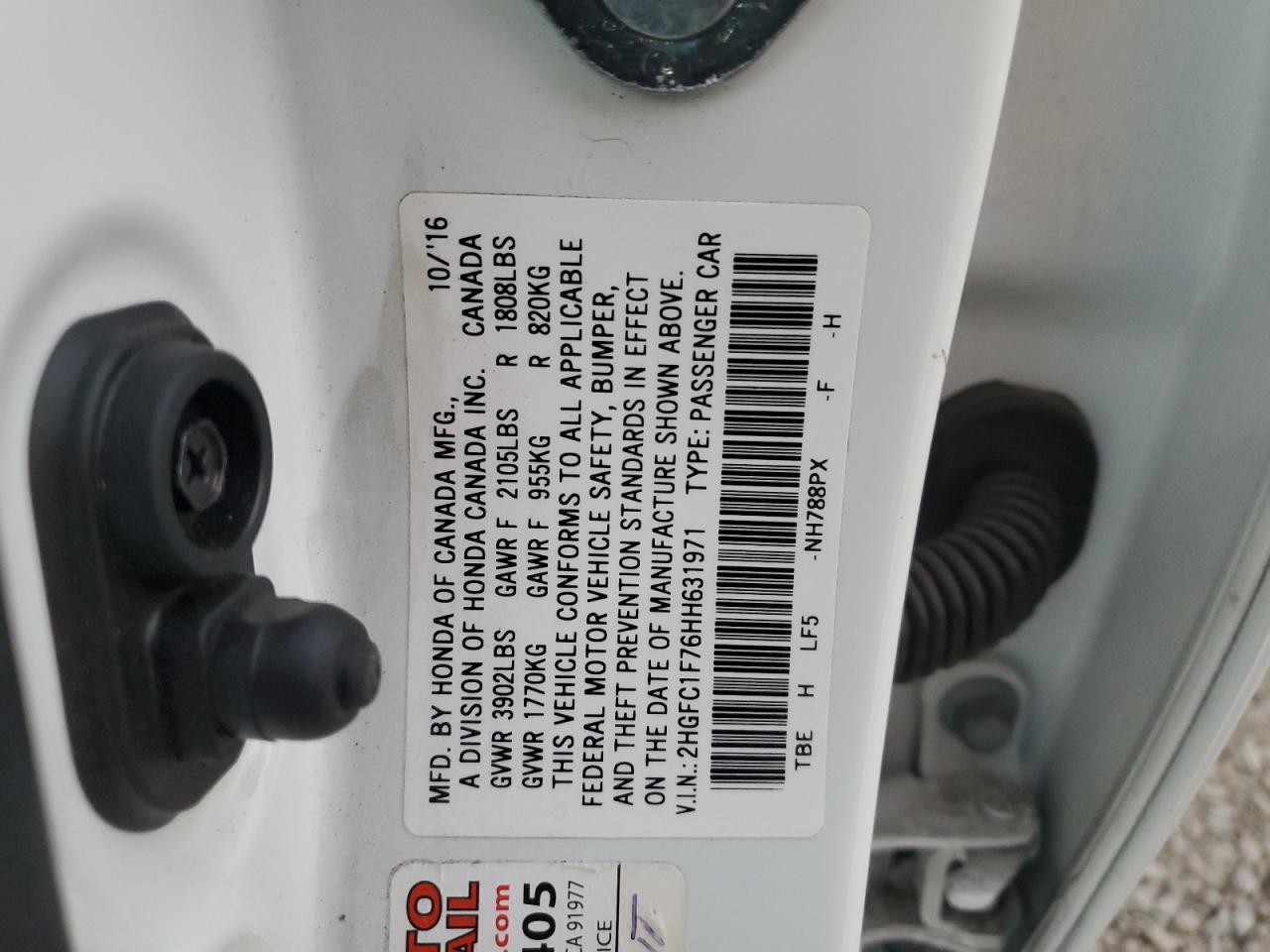 Lot #3030444467 2017 HONDA CIVIC EXL