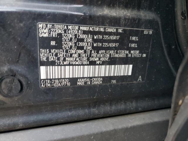 2019 TOYOTA RAV4 LE - 2T3LWRFV4KW001864