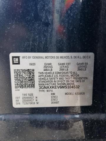 2021 CHEVROLET EQUINOX LT - 3GNAXKEV6MS104532