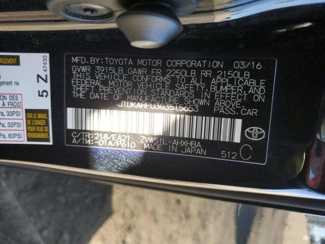 VIN JTDKARFU3G3515653 2016 TOYOTA PRIUS no.13