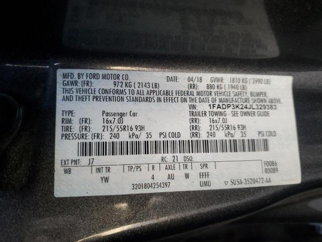 2018 FORD FOCUS SE - 1FADP3K24JL329383