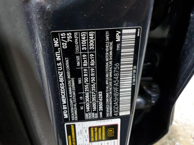 2015 MERCEDES-BENZ ML 350 4MA - 4JGDA5HB9FA548756