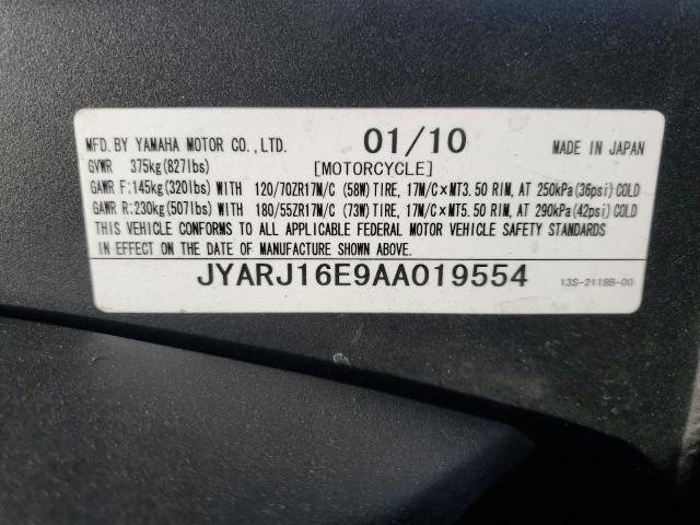 2010 YAMAHA YZFR6 JYARJ16E9AA019554