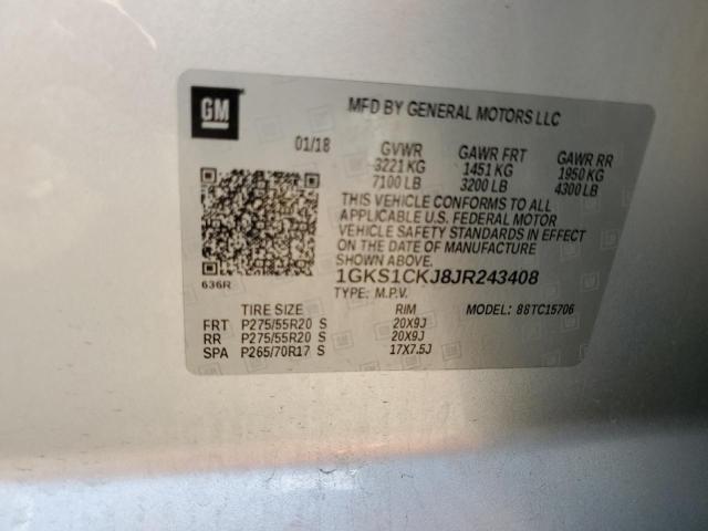 2018 GMC YUKON DENA 1GKS1CKJ8JR243408