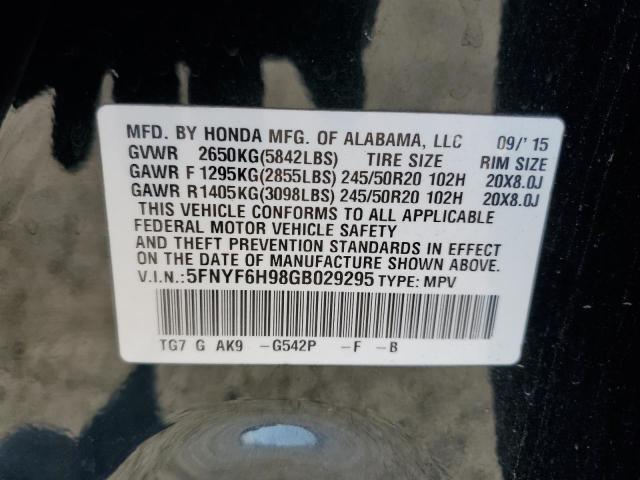 2016 HONDA PILOT TOUR - 5FNYF6H98GB029295