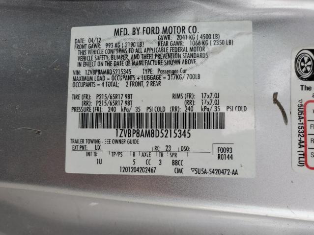 VIN 1ZVBP8AM8D5215345 2013 FORD ALL MODELS no.12