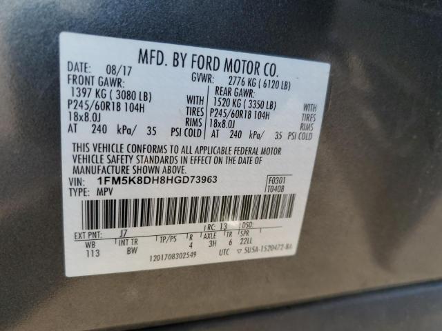 VIN 1FM5K8DH8HGD73963 2017 FORD EXPLORER no.14