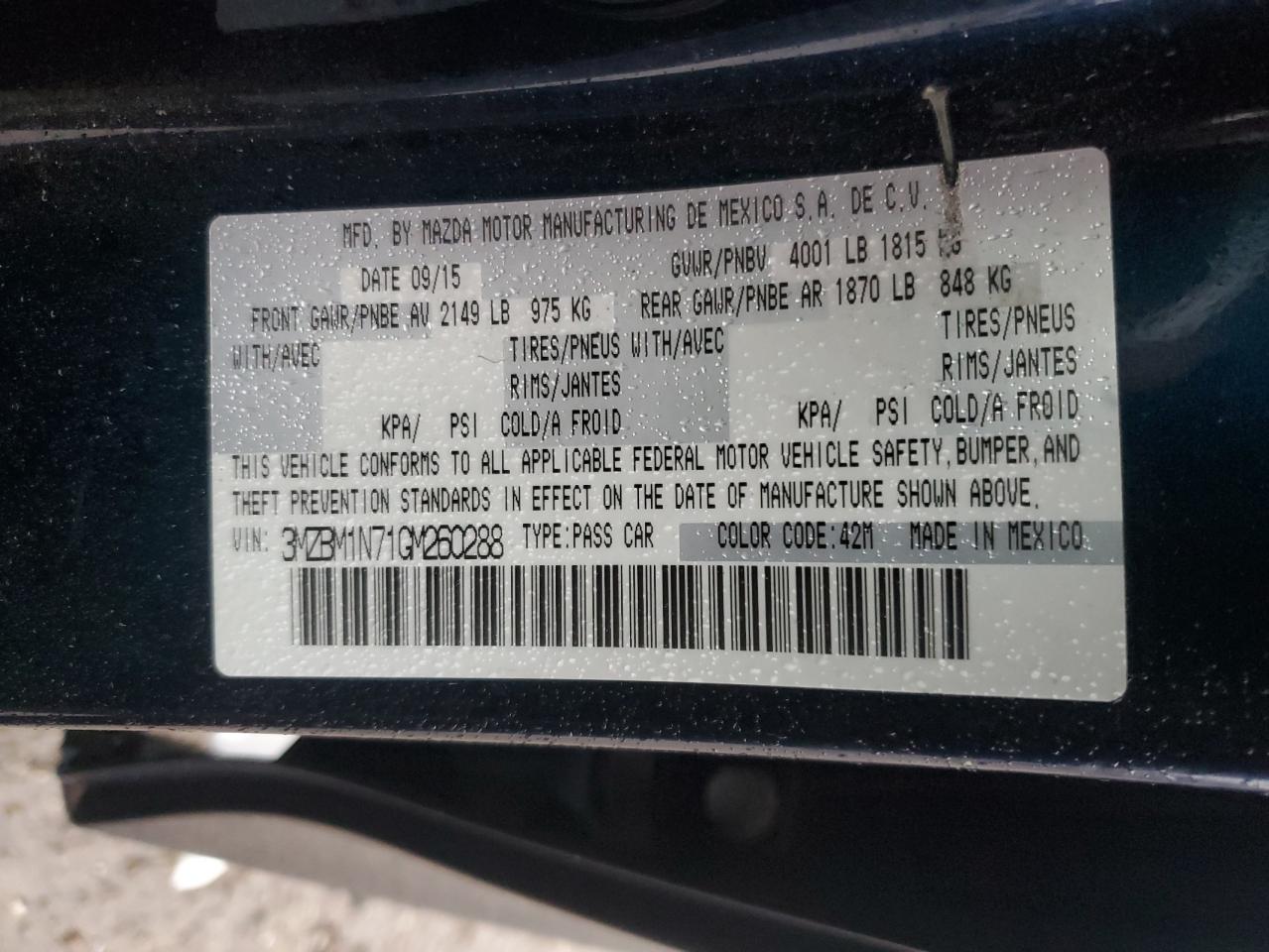 Lot #3034260097 2016 MAZDA 3 GRAND TO