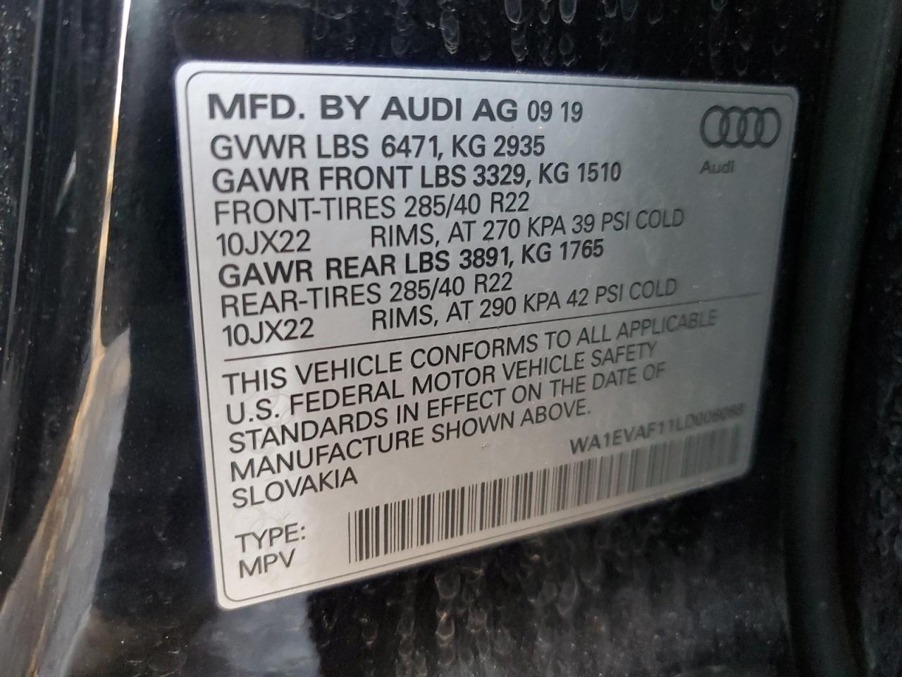 Lot #3034279161 2020 AUDI Q8 PREMIUM