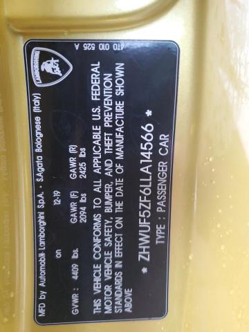 2020 LAMBORGHINI HURACAN EV ZHWUF5ZF6LLA14566