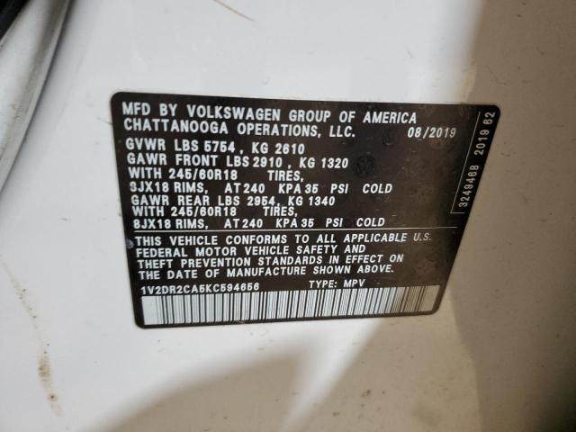 2019 VOLKSWAGEN ATLAS SE - 1V2DR2CA5KC594656