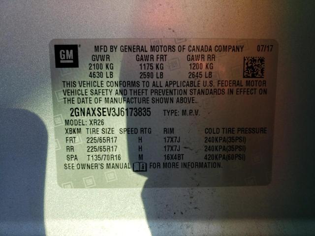 2018 CHEVROLET EQUINOX LT - 2GNAXSEV3J6173835