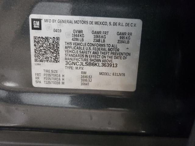 2019 CHEVROLET TRAX 1LT - 3GNCJLSB6KL363913