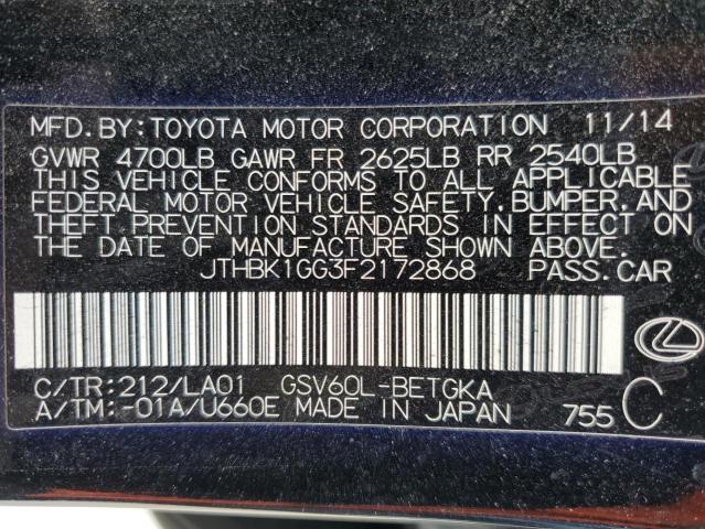 2015 LEXUS ES 350 - JTHBK1GG3F2172868
