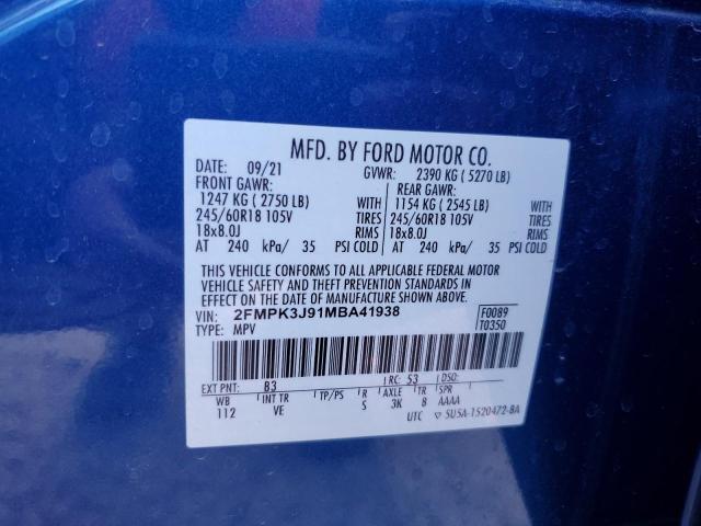 2021 FORD EDGE SEL - 2FMPK3J91MBA41938