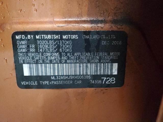 2019 MITSUBISHI MIRAGE LE ML32A5HJ9KH006385