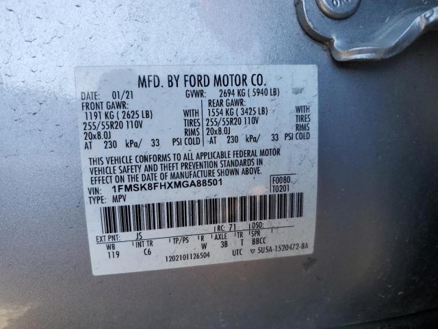 2021 FORD EXPLORER L - 1FMSK8FHXMGA88501