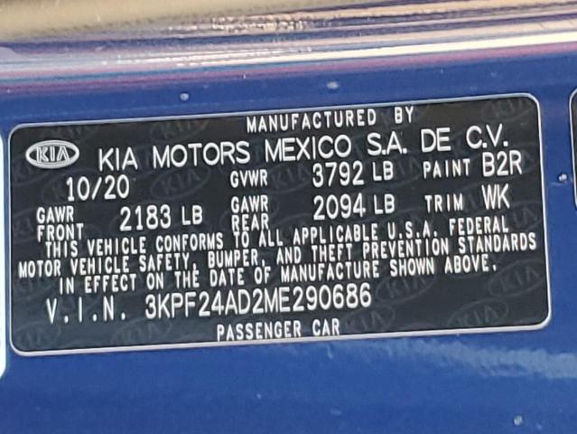 VIN 3KPF24AD2ME290686 2021 KIA FORTE no.12