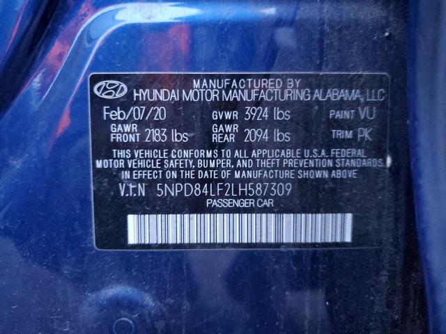 VIN 5NPD84LF2LH587309 2020 HYUNDAI ELANTRA no.12