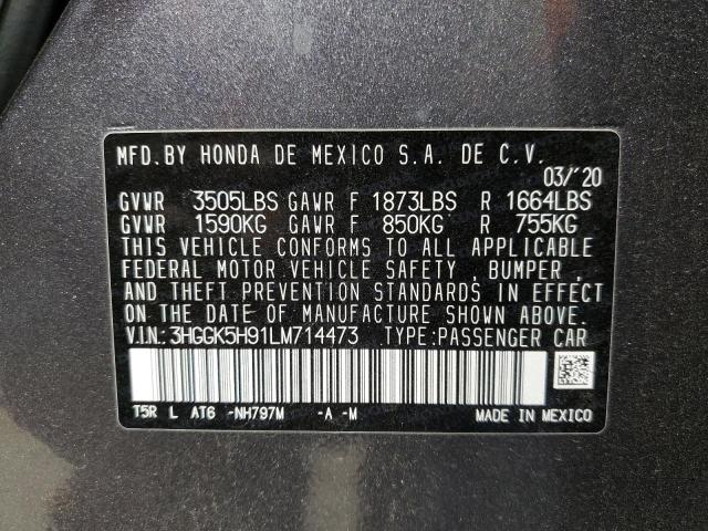 2020 HONDA FIT EXL 3HGGK5H91LM714473