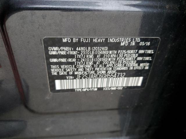2016 SUBARU FORESTER 2 - JF2SJARC6GH554732